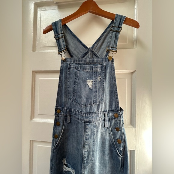 Le Lis Blue Denim Overalls Size Small - Picture 1 of 11